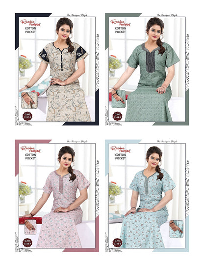 Cotton Pocket 1806 Ruchee Fashion Night Gowns Supplier Gujarat