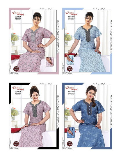 Cotton Pocket 1806 Ruchee Fashion Night Gowns Supplier Gujarat