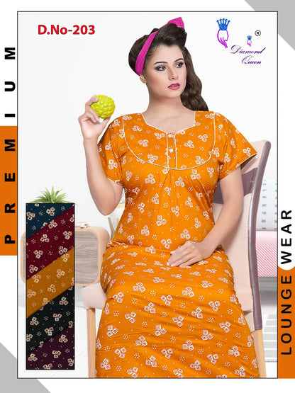 Cotton Rajwadi Diamond Queen Night Gowns Manufacturer India