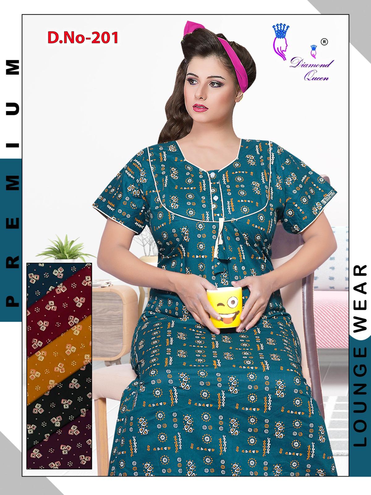 Cotton Rajwadi Diamond Queen Night Gowns Manufacturer India