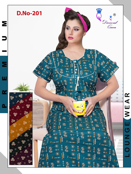 Cotton Rajwadi Diamond Queen Night Gowns Manufacturer India