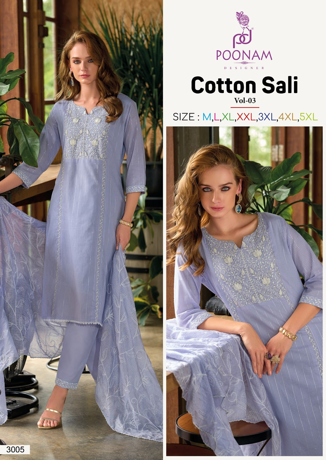 Cotton Sali Vol 3 Poonam Designer Cambric Cotton Readymade Pant Style Suits Supplier India
