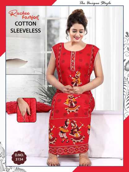 Cotton Sleeveless 1705 Ruchee Fashion Cotton Night Gowns Manufacturer