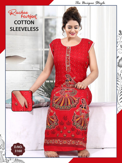 Cotton Sleeveless 1705 Ruchee Fashion Cotton Night Gowns Manufacturer