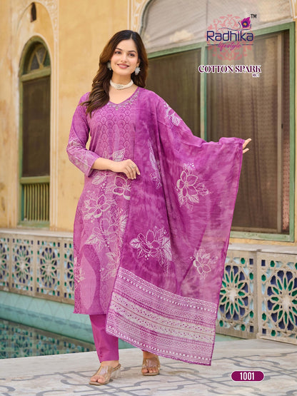 Cotton Spark Vol 1 Radhika Lifestyle Readymade Pant Style Suits Supplier Gujarat