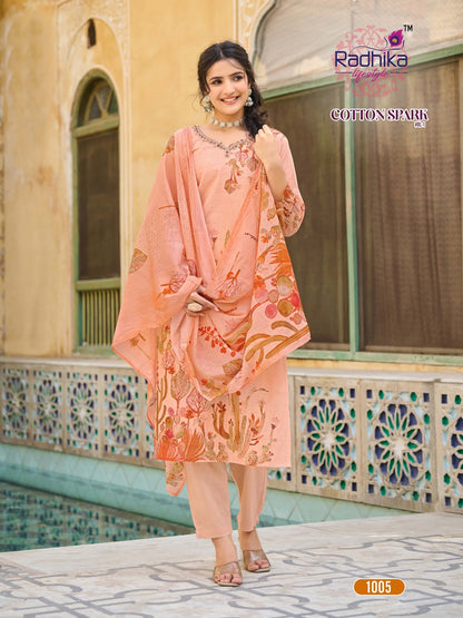 Cotton Spark Vol 1 Radhika Lifestyle Readymade Pant Style Suits Supplier Gujarat