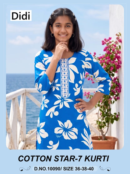 Cotton Star 7 Dn 10090 Didi Rayon Girls Kurti Exporter Ahmedabad