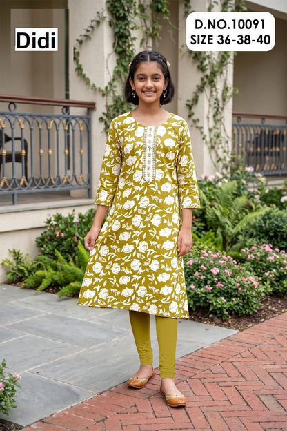Cotton Star 8 Dn 10091 Didi Rayon Girls Kurti Exporter Ahmedabad