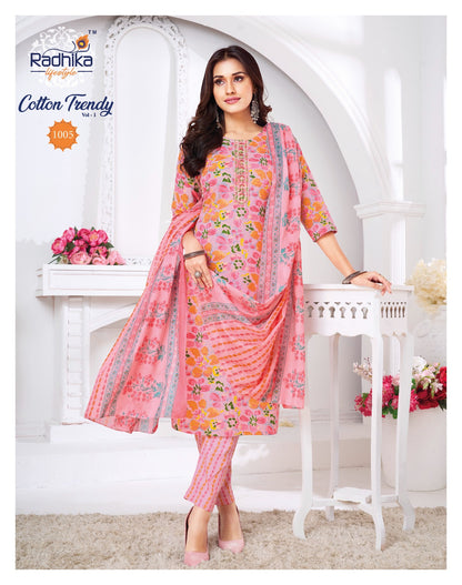 Cotton Trendy Vol 1 Radhika Lifestyle Readymade Pant Style Suits Exporter