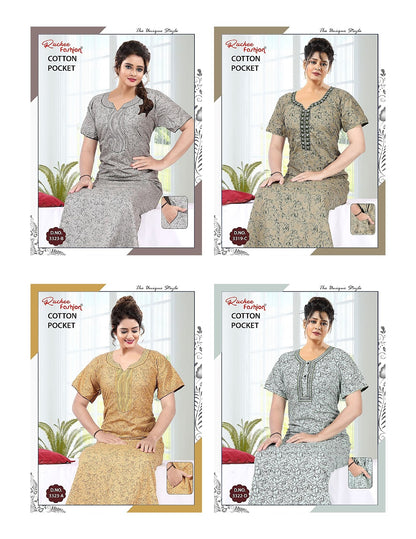Cotton V Neck Ruchee Fashion Night Gowns Manufacturer Gujarat