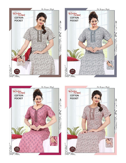 Cotton V Neck Ruchee Fashion Night Gowns Manufacturer Gujarat
