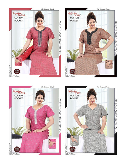 Cotton V Neck Ruchee Fashion Night Gowns Manufacturer Gujarat