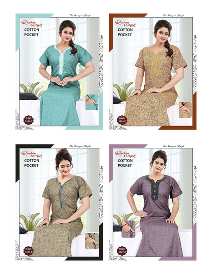 Cotton V Neck Ruchee Fashion Night Gowns Manufacturer Gujarat