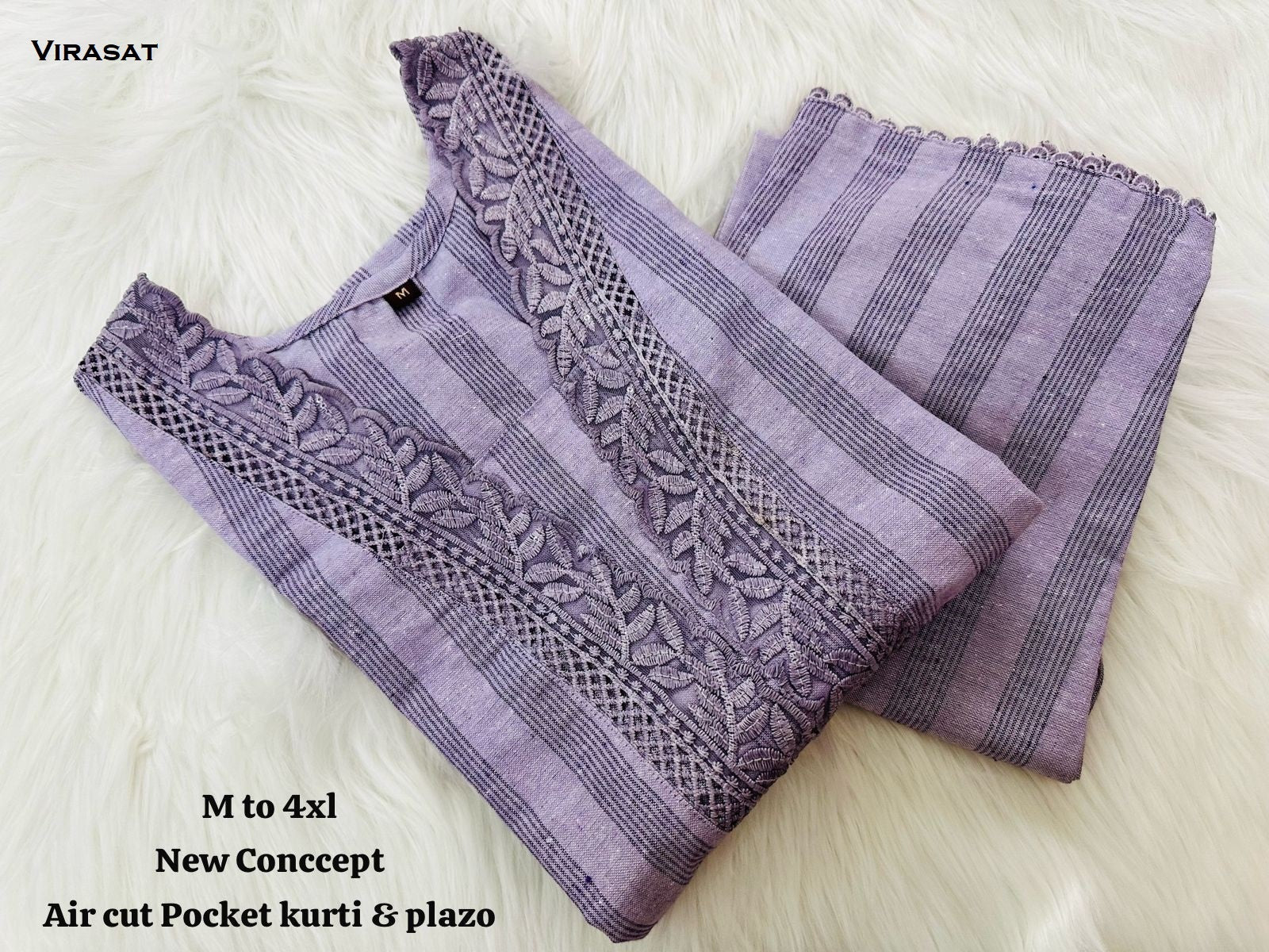 Cotton Virasat Kurti Plazzo Set Wholesale Price