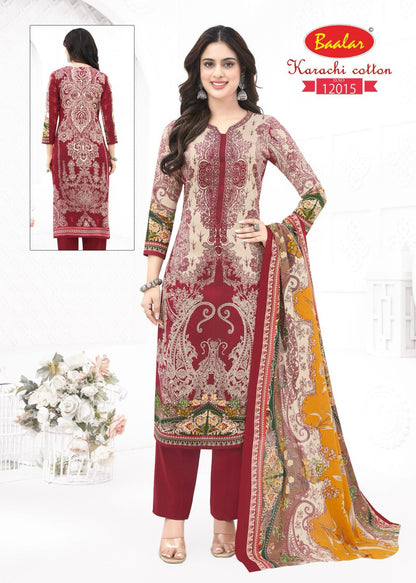 कॉटन वॉल्यूम 12 बालर लॉन कराची सलवार सूट थोक मूल्य