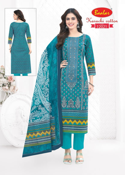 कॉटन वॉल्यूम 12 बालर लॉन कराची सलवार सूट थोक मूल्य