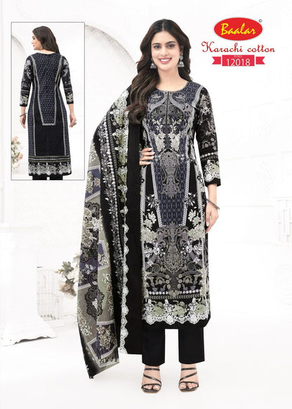 कॉटन वॉल्यूम 12 बालर लॉन कराची सलवार सूट थोक मूल्य