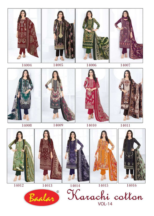 Cotton Vol 14 Baalar Lawn Karachi Salwar Suits Wholesaler India