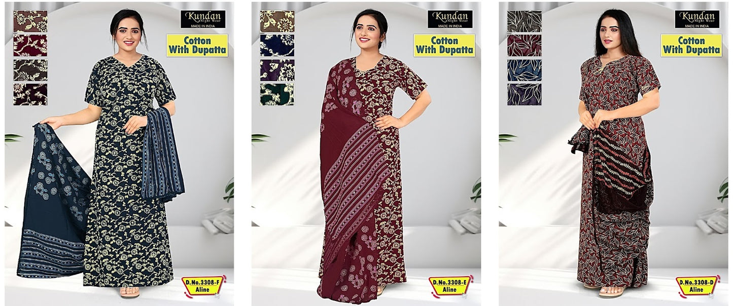 Cotton With Dupatta Wld Night Gowns Wholesale Rate