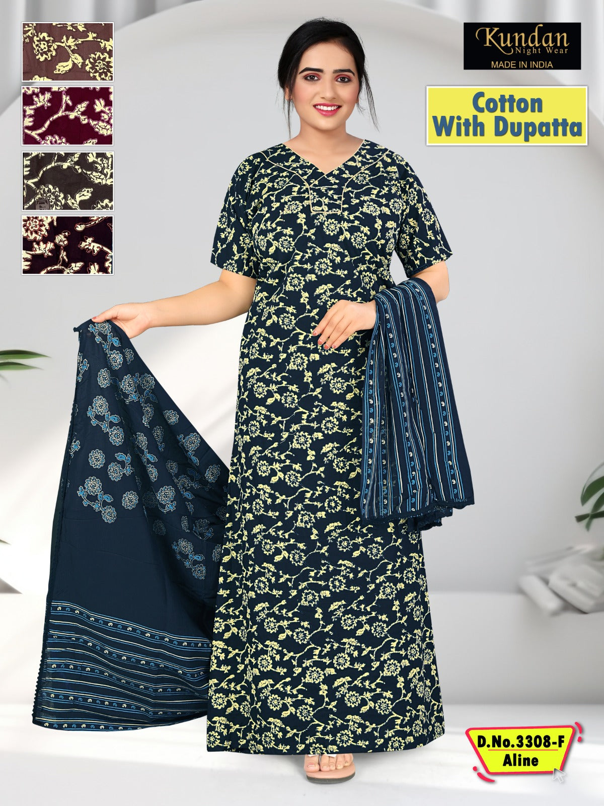 Cotton With Dupatta Wld Night Gowns Wholesale Rate
