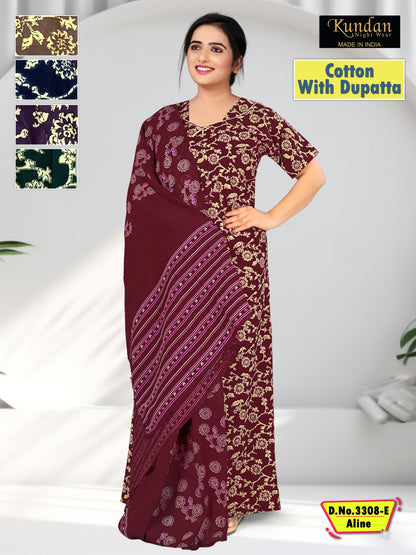 Cotton With Dupatta Wld Night Gowns Wholesale Rate