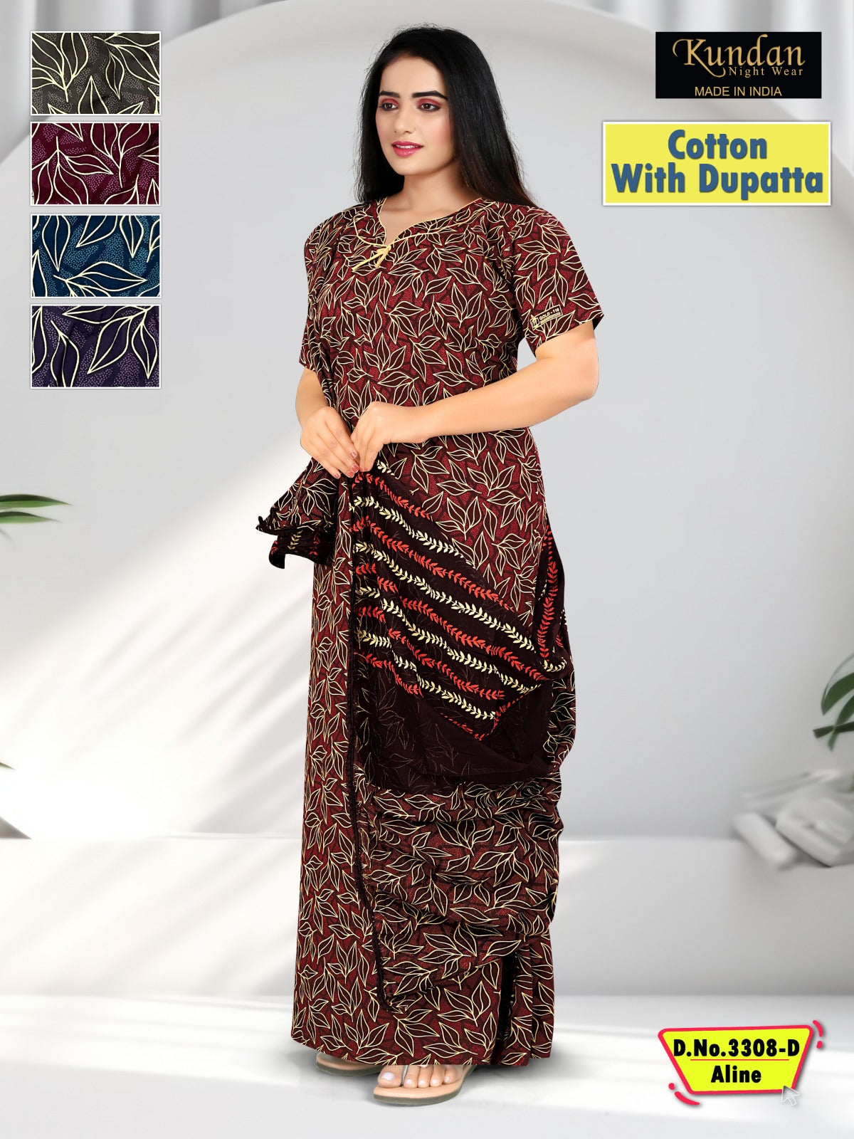 Cotton With Dupatta Wld Night Gowns Wholesale Rate