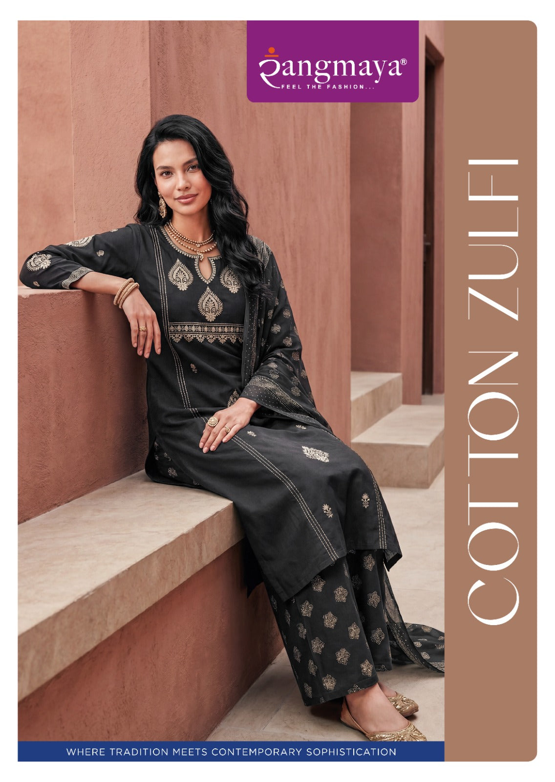 Cotton Zulfi Rangmaya Dhabu Cotton Readymade Plazzo Style Suits Manufacturer Ahmedabad