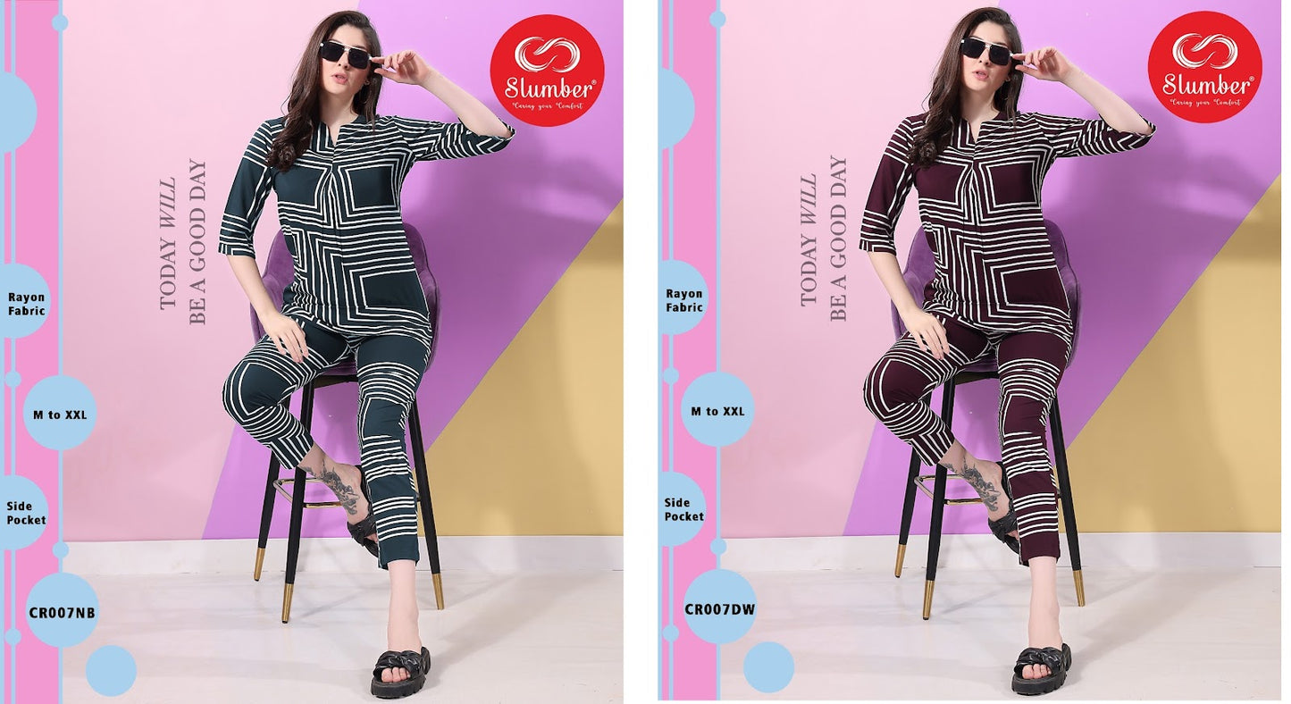 Cr007 Slumber Heavy Rayon Co Ord Set Wholesaler