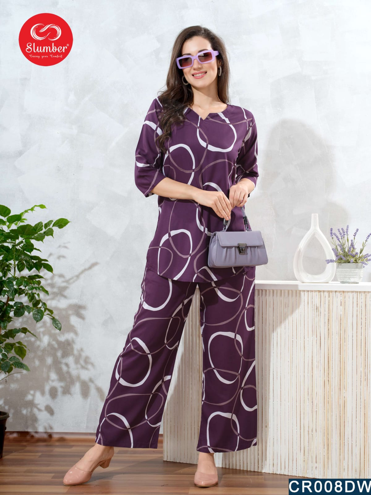 Cr008 Two Pockets Slumber Rayon Co Ord Set Exporter