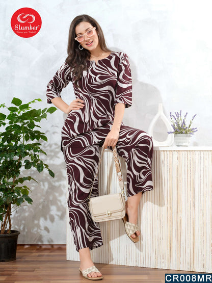 Cr008 Two Pockets Slumber Rayon Co Ord Set Exporter