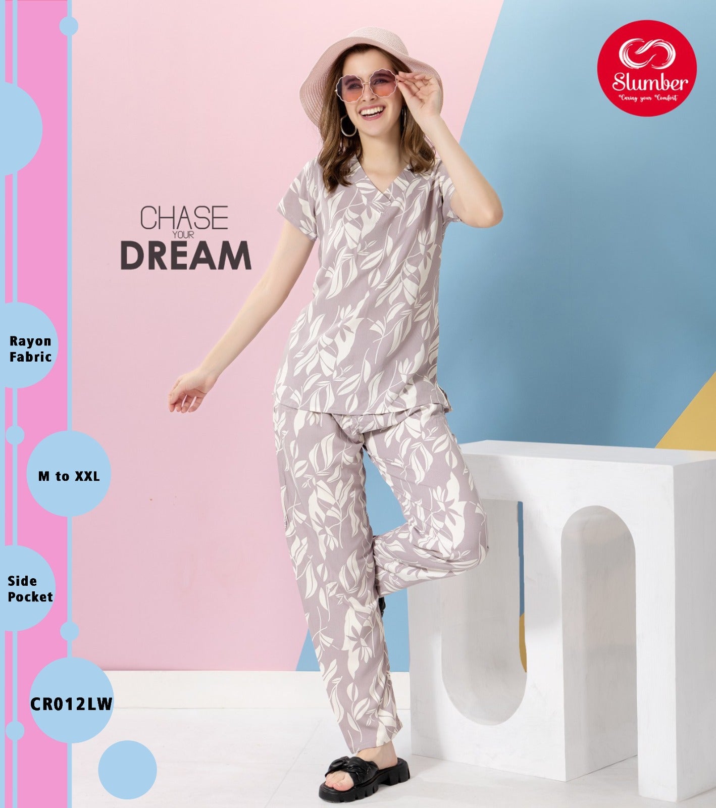Cr012 Slumber Heavy Rayon Co Ord Set Wholesale Price