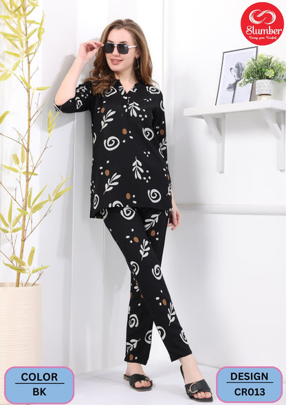 Cr013 New Slumber Rayon Co Ord Set Exporter Gujarat