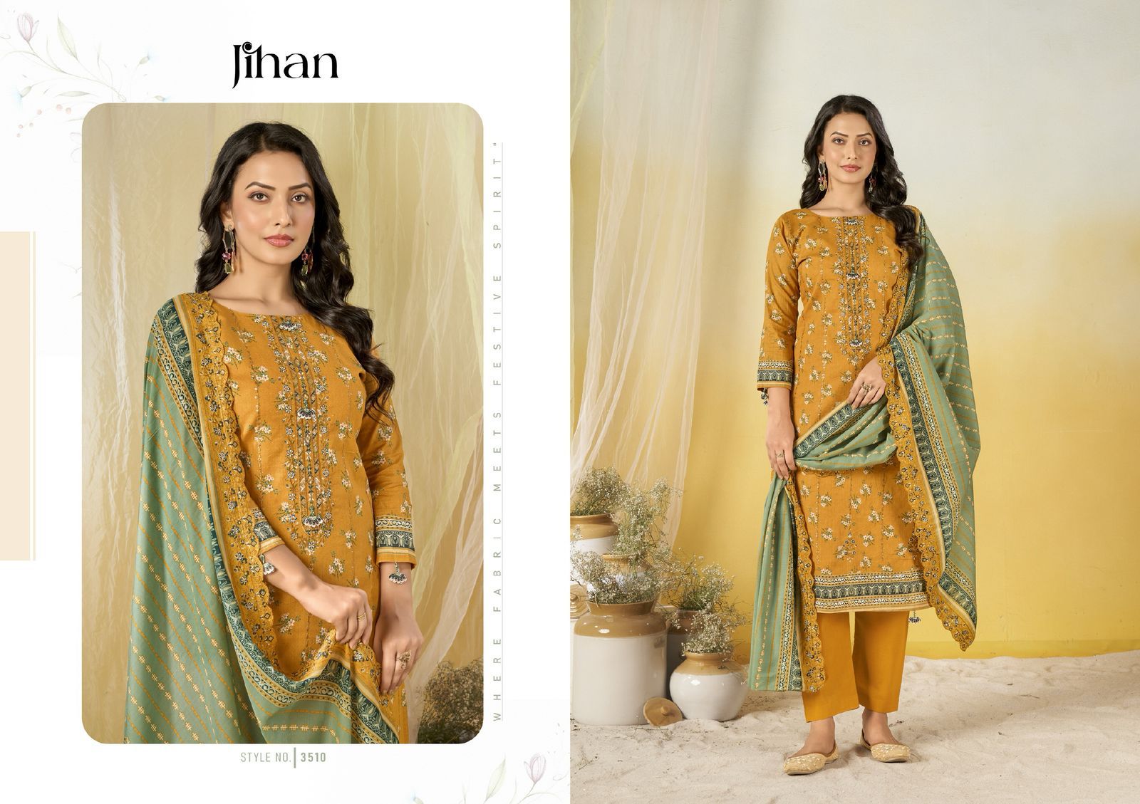 Crafted Elegance Jihan Pure Lawn Karachi Salwar Suits Exporter Ahmedabad