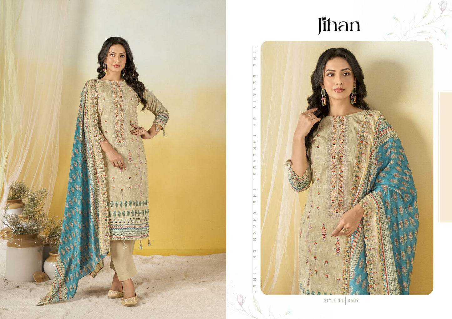 Crafted Elegance Jihan Pure Lawn Karachi Salwar Suits Exporter Ahmedabad