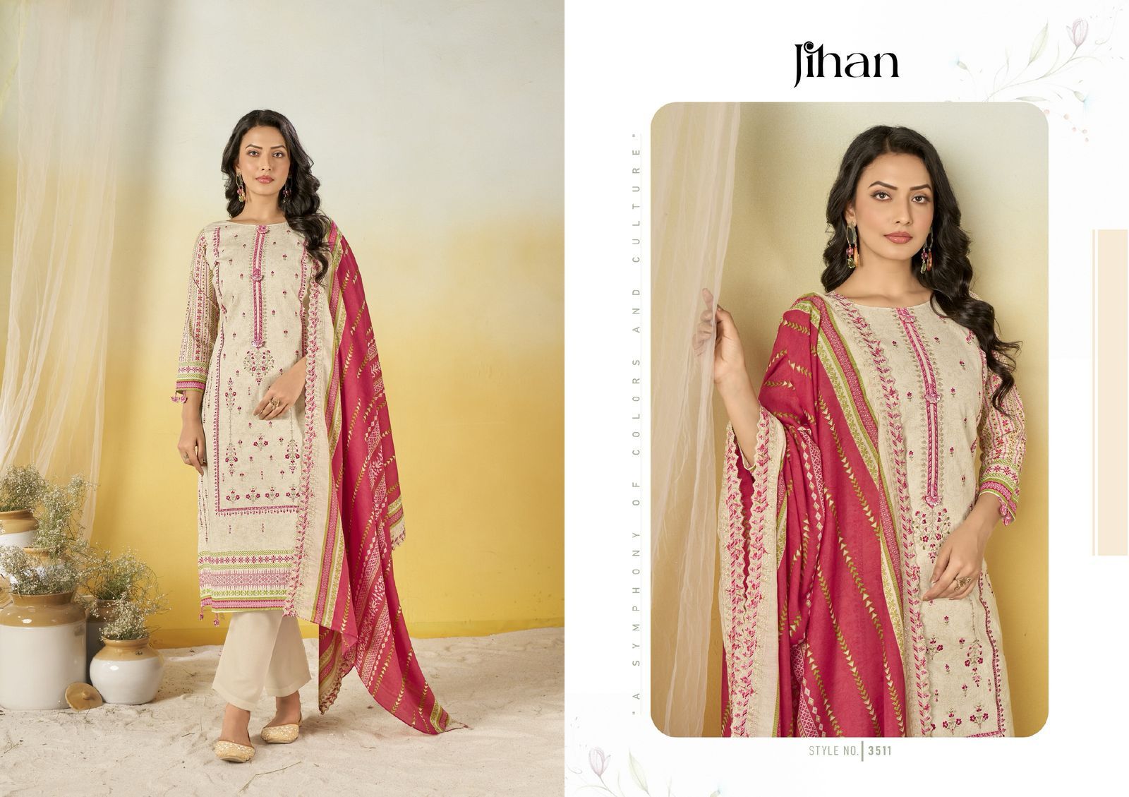 Crafted Elegance Jihan Pure Lawn Karachi Salwar Suits Exporter Ahmedabad