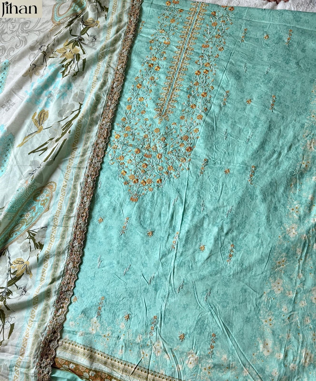 Crafted Elegance Jihan Pure Lawn Karachi Salwar Suits Exporter Ahmedabad