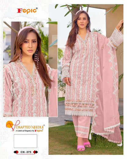 Crafted Needle Cn 375 Fepic Cambric Pakistani Readymade Suits Exporter