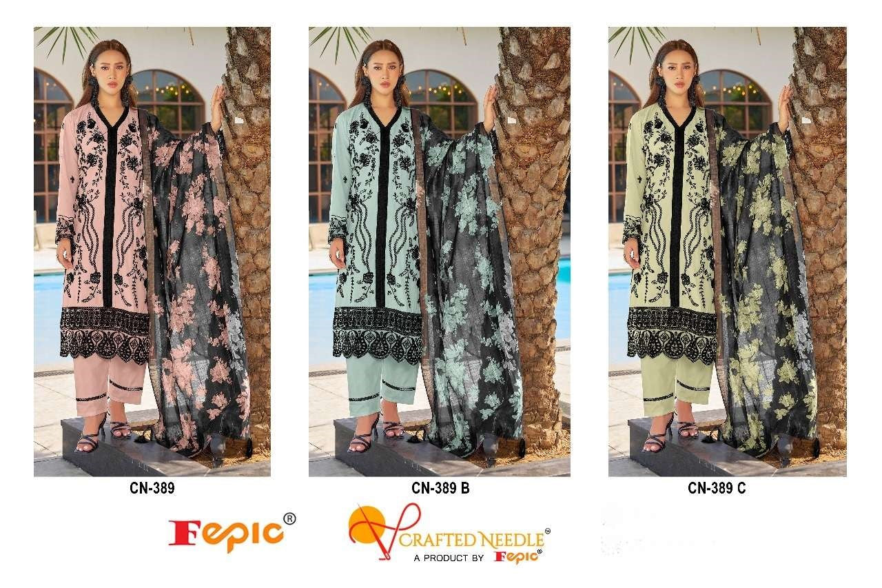 Crafted Needle Cn 389 Fepic Cotton Pakistani Readymade Suits Supplier India