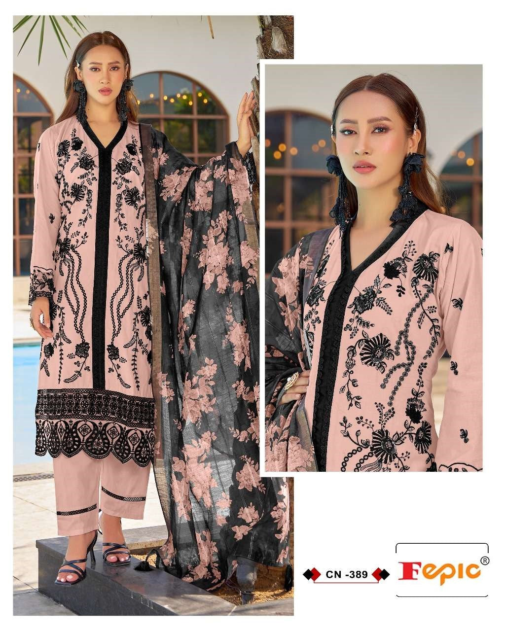 Crafted Needle Cn 389 Fepic Cotton Pakistani Readymade Suits Supplier India