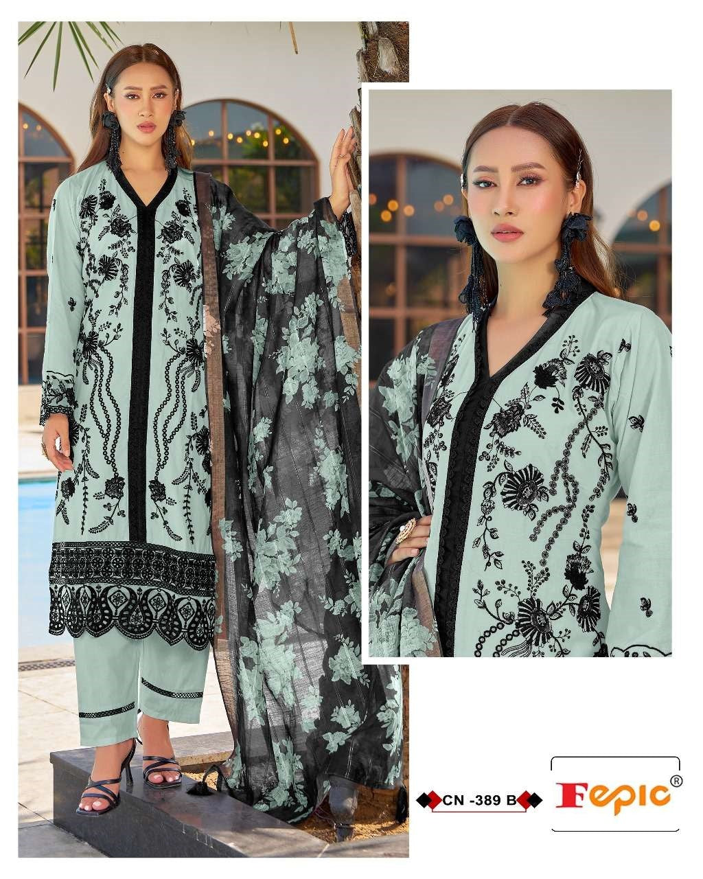 Crafted Needle Cn 389 Fepic Cotton Pakistani Readymade Suits Supplier India