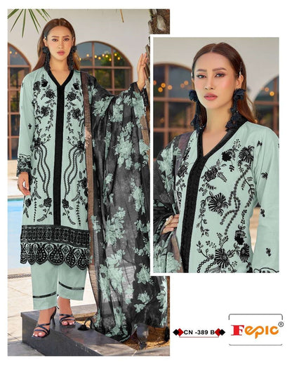 Crafted Needle Cn 389 Fepic Cotton Pakistani Readymade Suits Supplier India