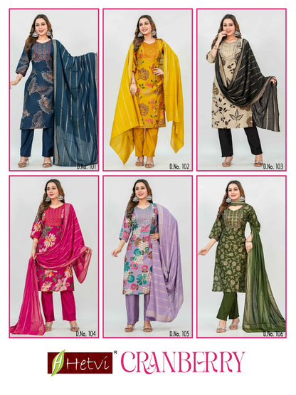 Cranberry Hetvi Vertican Readymade Pant Style Suits Wholesaler Ahmedabad