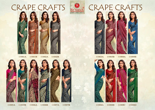 Crape Crafts Sushma Sarees Wholesaler Ahmedabad