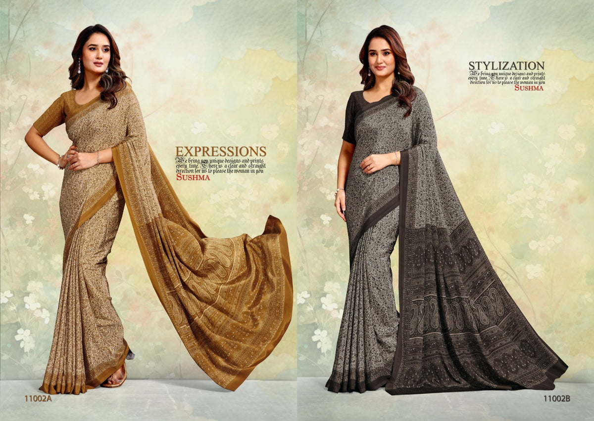 Crape Crafts Sushma Sarees Wholesaler Ahmedabad