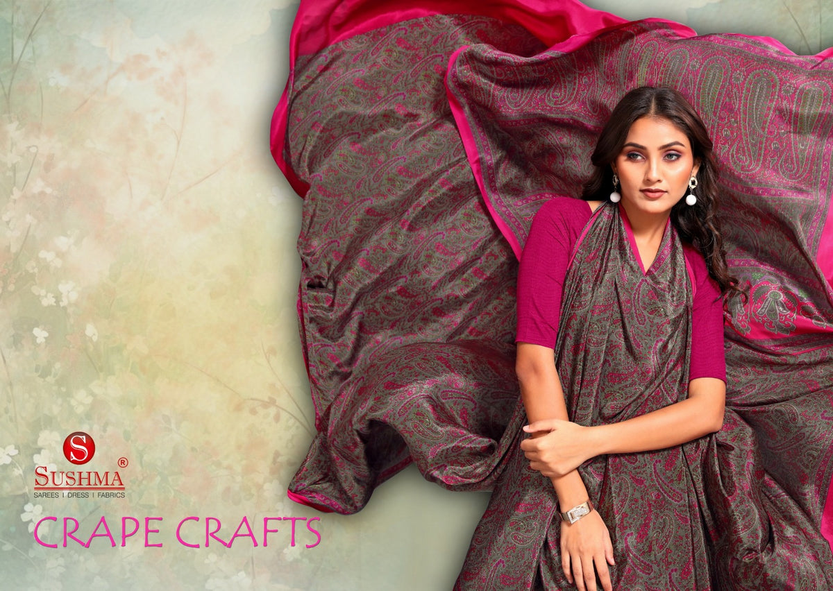 Crape Crafts Sushma Sarees Wholesaler Ahmedabad