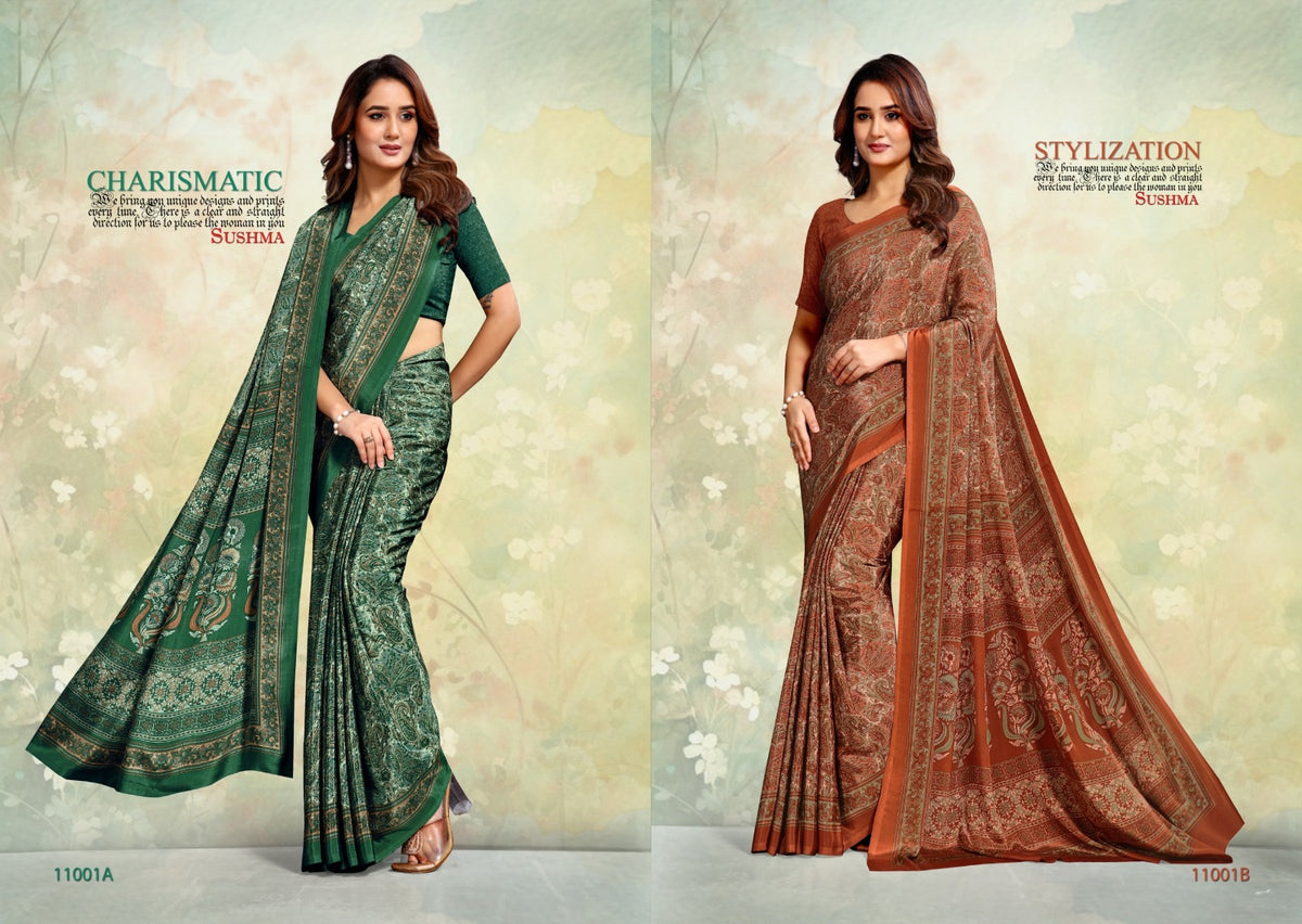 Crape Crafts Sushma Sarees Wholesaler Ahmedabad