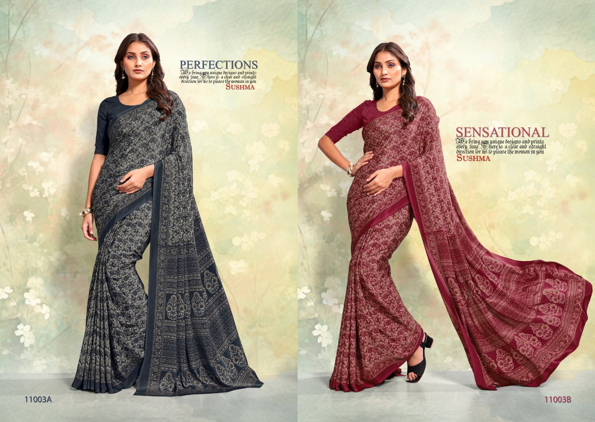 Crape Crafts Sushma Sarees Wholesaler Ahmedabad