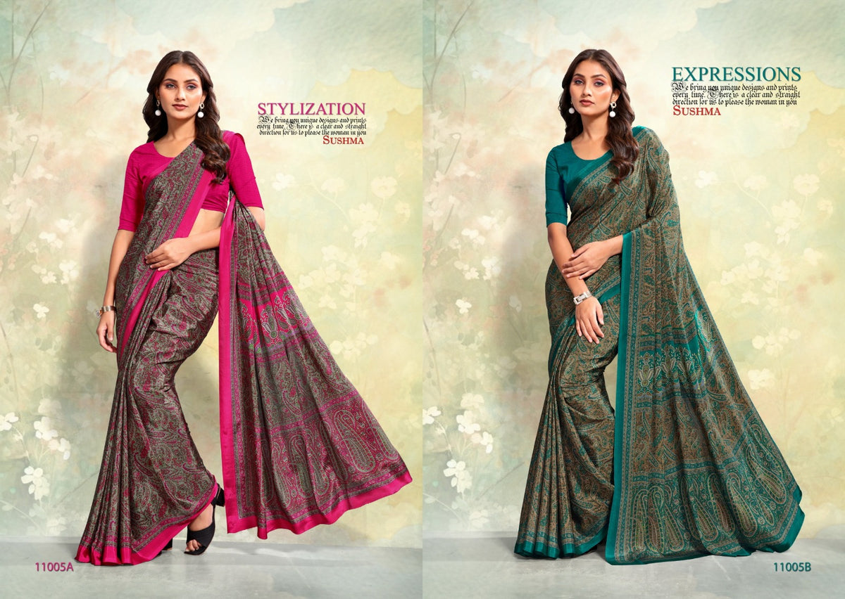 Crape Crafts Sushma Sarees Wholesaler Ahmedabad