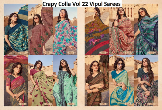 Crapy Colla Vol 22 Vipul Crape Sarees Manufacturer