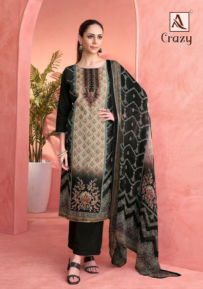Crazy Alok Viscose Muslin Karachi Salwar Suits Wholesaler